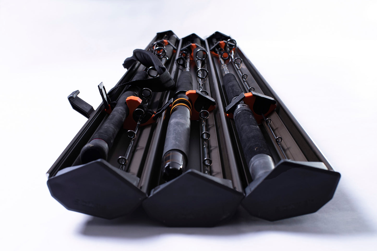 scute fishing rod case storage fully open end view
